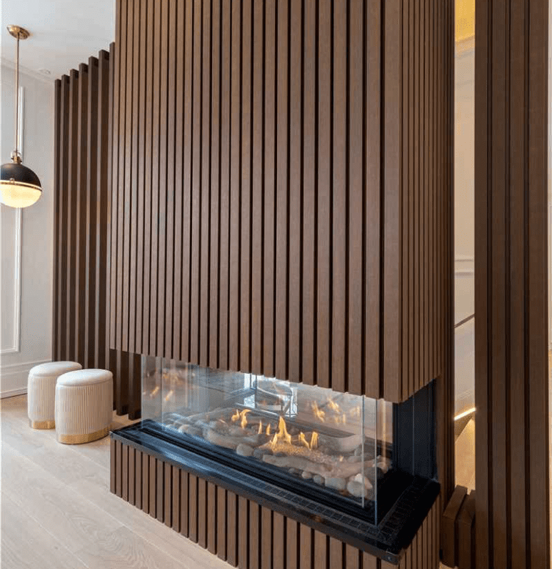 Nortwood fluted panel on fireplace wall