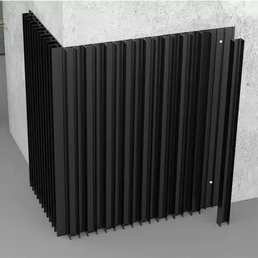 Close-up of DSOAL aluminum fluted panels - Blade profile