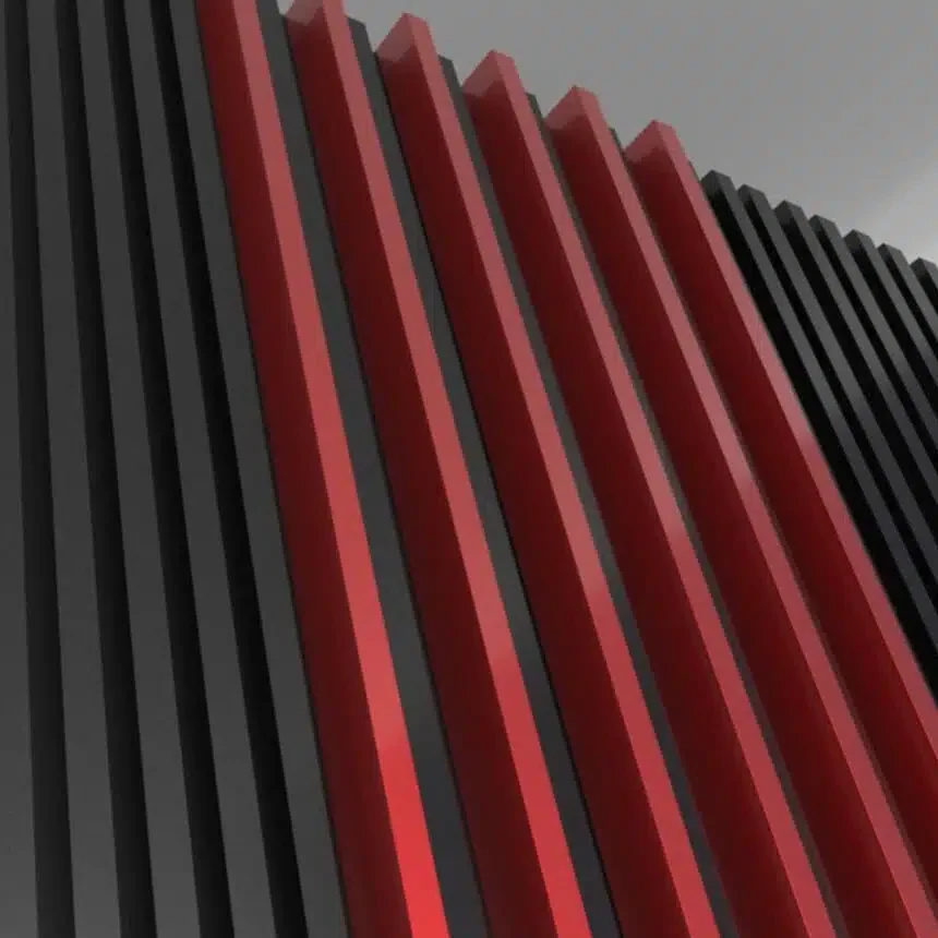 Close-up of DSOAL aluminum fluted panels