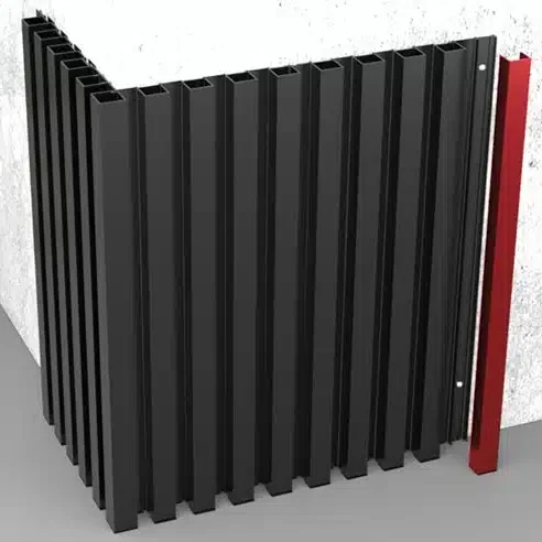 Close-up of DSOAL aluminum fluted panels - Standard Cap