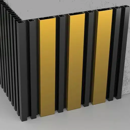 Close-up of DSOAL aluminum fluted panels - wide cap