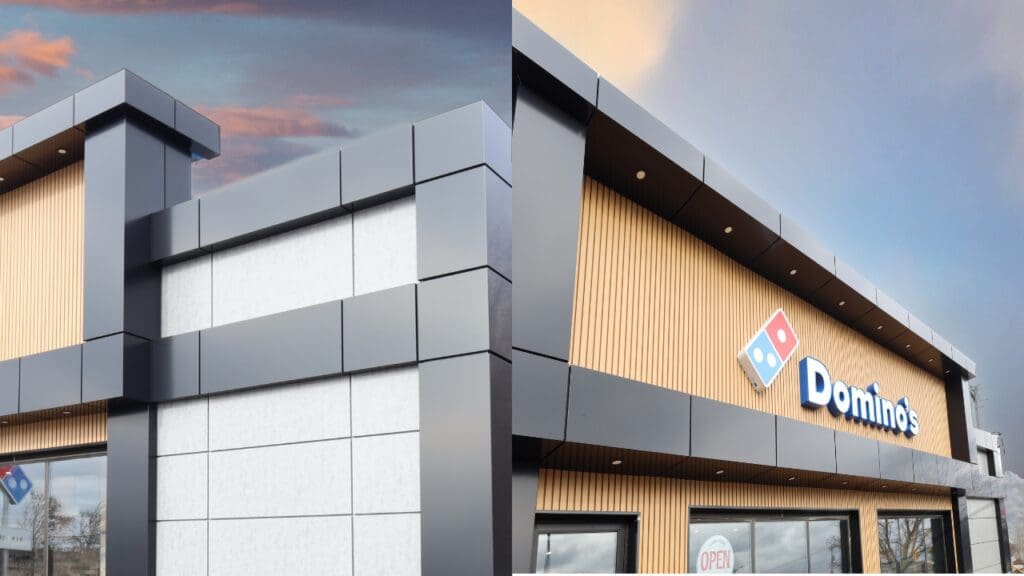 Domino's Storefront featuring ACM panels with precision-mitered corners